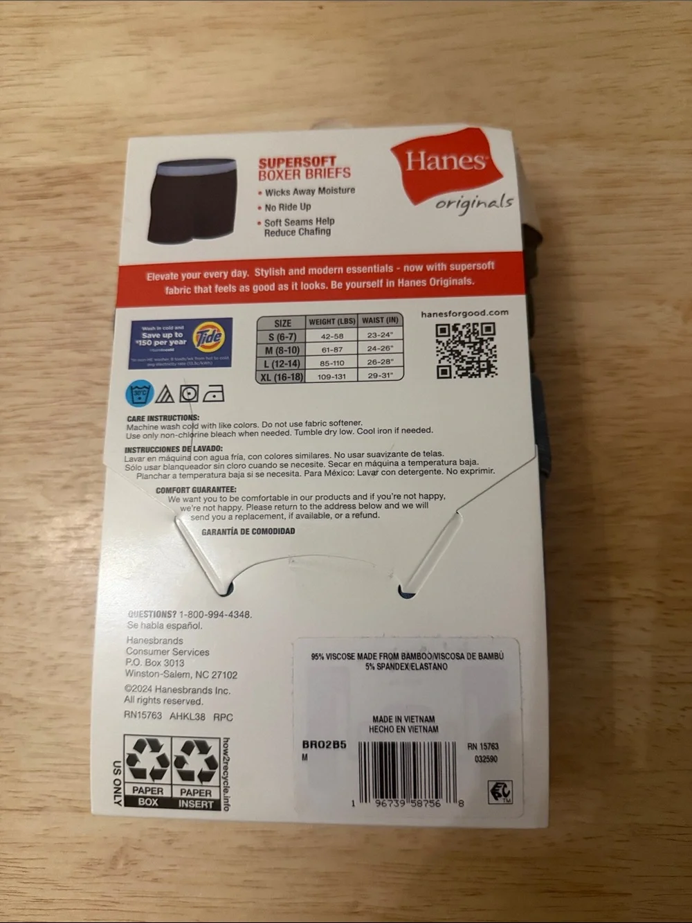 Hanes Originals Boy’s Supersoft Boxer Briefs - Grey, Red, Black (M) Brand new!